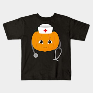 Pumpkin Nurse Costume Funny Halloween Kids T-Shirt